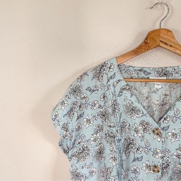 J. Jill | Love Linen Blue Floral Sun Dress, size Medium - Picture 3 of 12